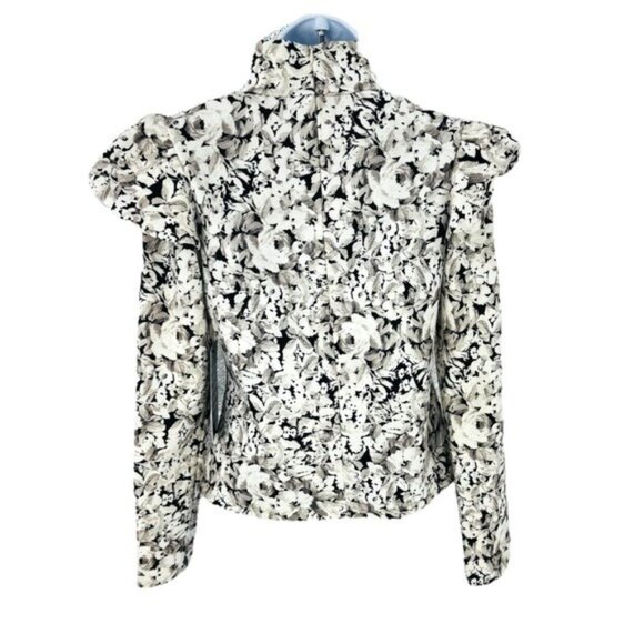 Tuckernuck NEW Gray Gardens Floral Long Sleeve Mock Neck Bowden Top Size M - Picture 5 of 7